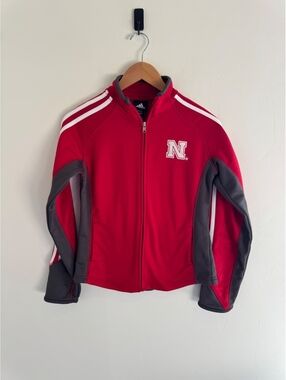 Adidas Nebraska Cornhuskers Kids Full Zip Track Jacket Red Size Medium 10/12